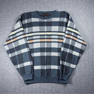 Vintage Liberty Sweaters Grandpa Sweater Plaid Oversized Multicolor USA Made 90s